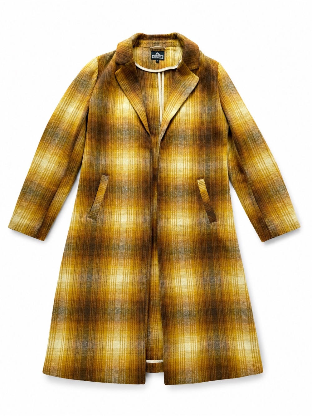 Angie Yellow and Brown Plaid Trench Coat